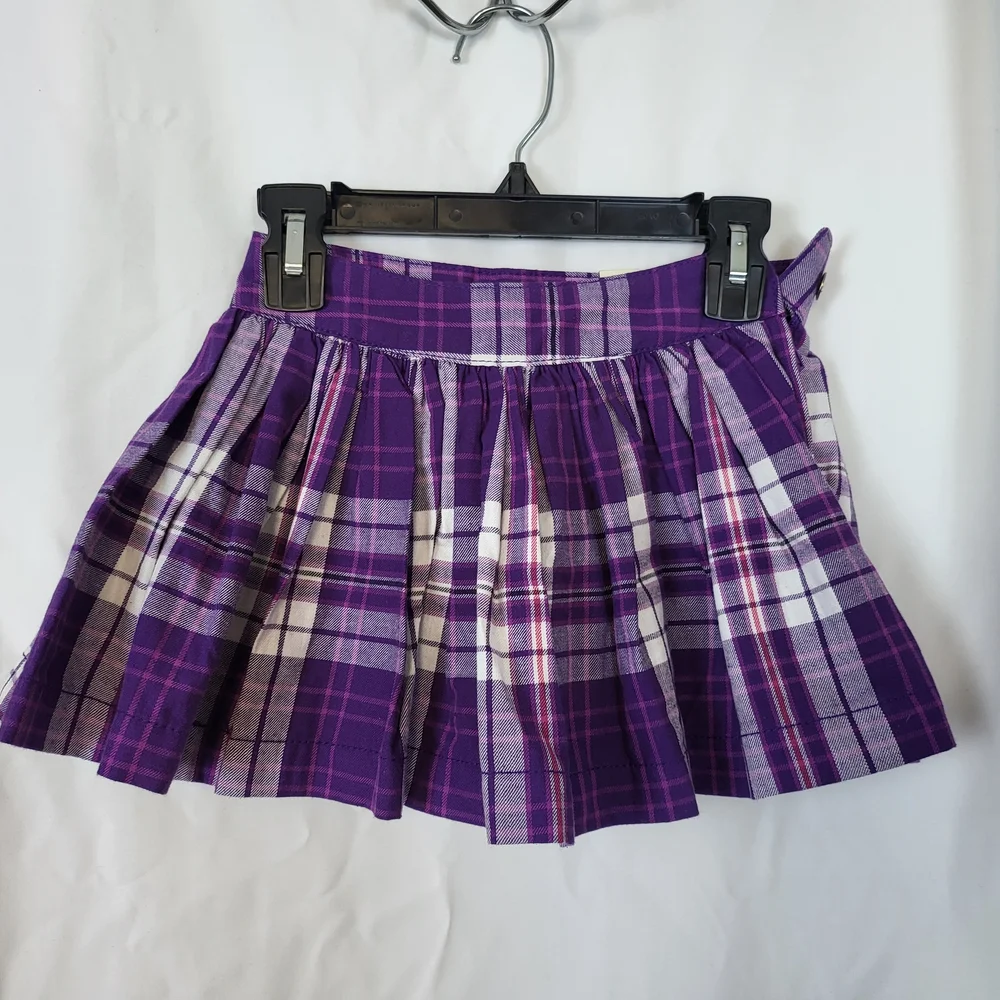 Children's Place‎ Girls Purple White Plaid Pleated Casual School Skort Sz 4 New